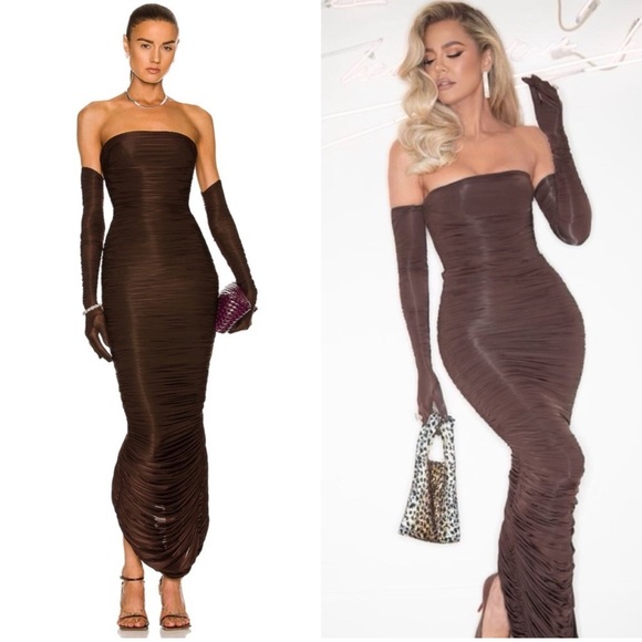 Alex Perry Huntley Gown ruched maxi dress with Gloves size US 8 Worn once - Picture 3 of 12